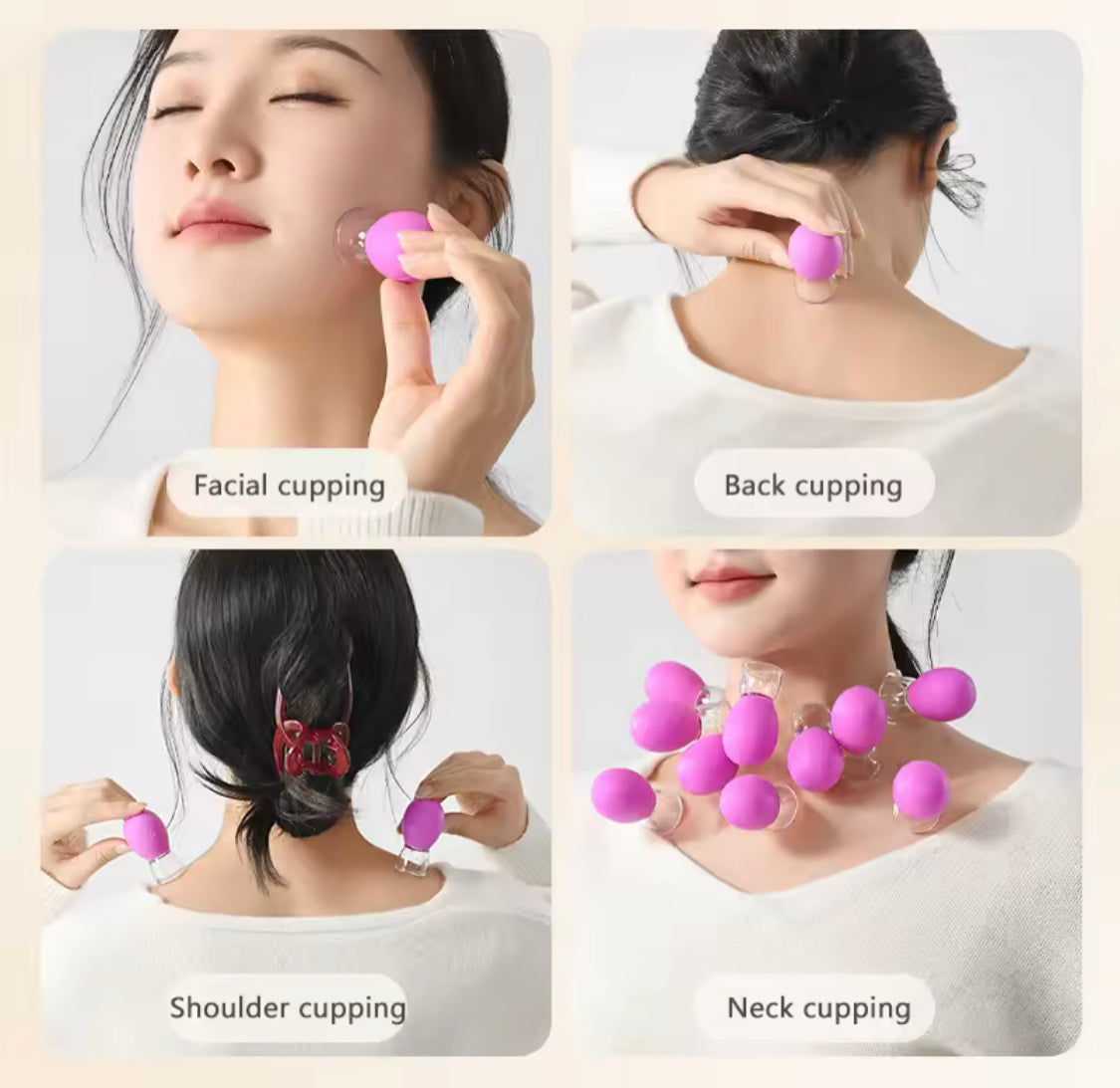 Facial Cupping Vacuum Machine, Facial Lifting Beauty Therapy Tool, Silicone Cupping Cups for Muscle Relaxation