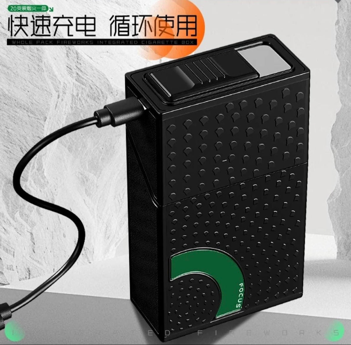 Rechargeable Lighter With Cigarette Case, Smart Cigarette Case with Built In Lighter, Windproof Electric Cigarette Lighter Case