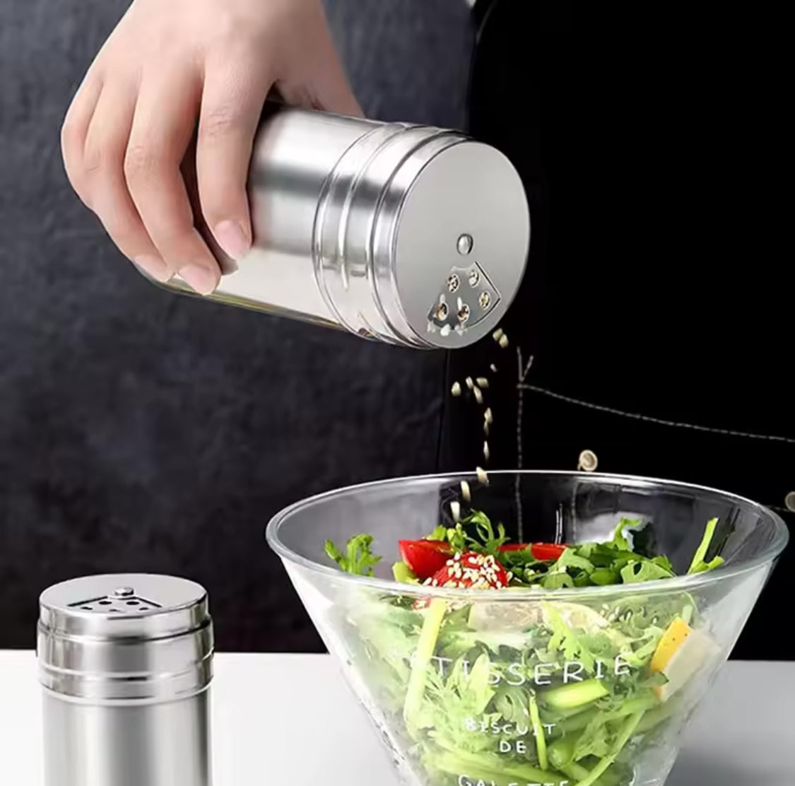 Stainless Steel Salt and Pepper Jar, Stainless Steel Spices Jar, Stainless Steel Rotating Seasoning Jar, Stainless Steel Seasoning Bottle