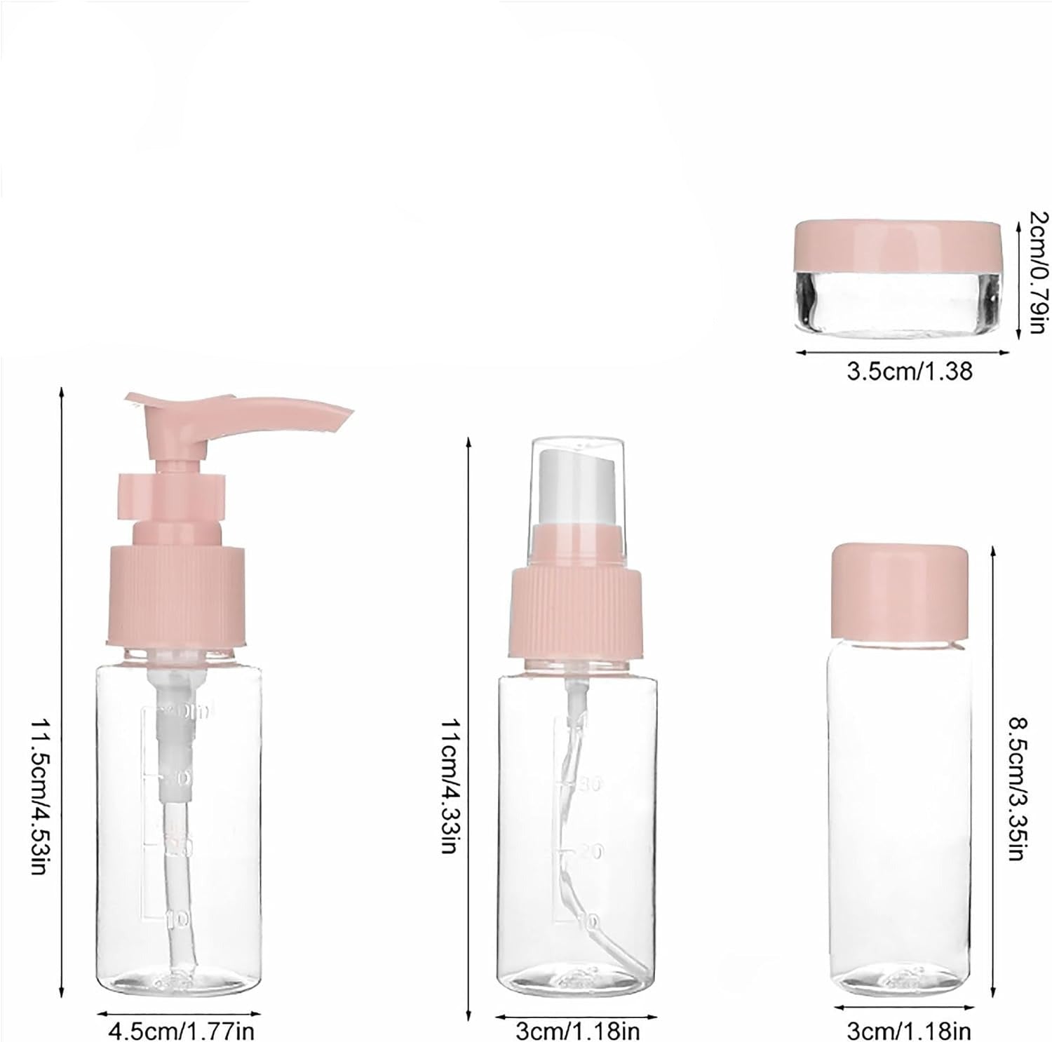 Set Of 5 Pump Bottles, Travel Dispenser Bottle Pouch Set, Face Wash Skin Care Hand Cream Dispenser, Transparent Liquid Spray Empty Bottle