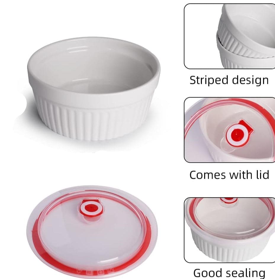 Set Of 3 Open Lid Bowl, Fresh Keeping Bowl, Pudding Custard Cups, Baking Bowl Set