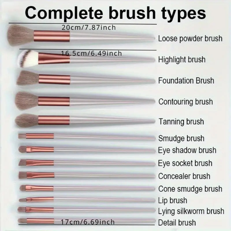 Set of 13 Spring Makeup Brush, Soft Fluffy Professional Kabuki Blend Shadow Makeup Brush, Foundation Blush Powder Eyeshadow Concealer Tools with Bag, Cosmetic Brush Pouch, Festival Beauty Cosmetic Tool, Premium Makeup Brush Set