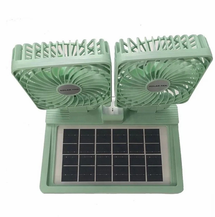 Double Desktop Solar Fan, Mini Solar Panel Fan, Rechargeable Foldable Outdoor Fan