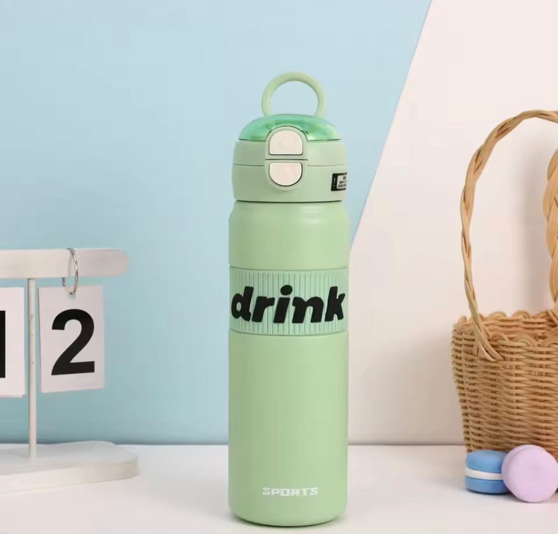 Portable Sports Water Bottle With Flip Lid, Large Capacity Handheld Student Insulated Mug, Stainless Steel Insulated Water Mug