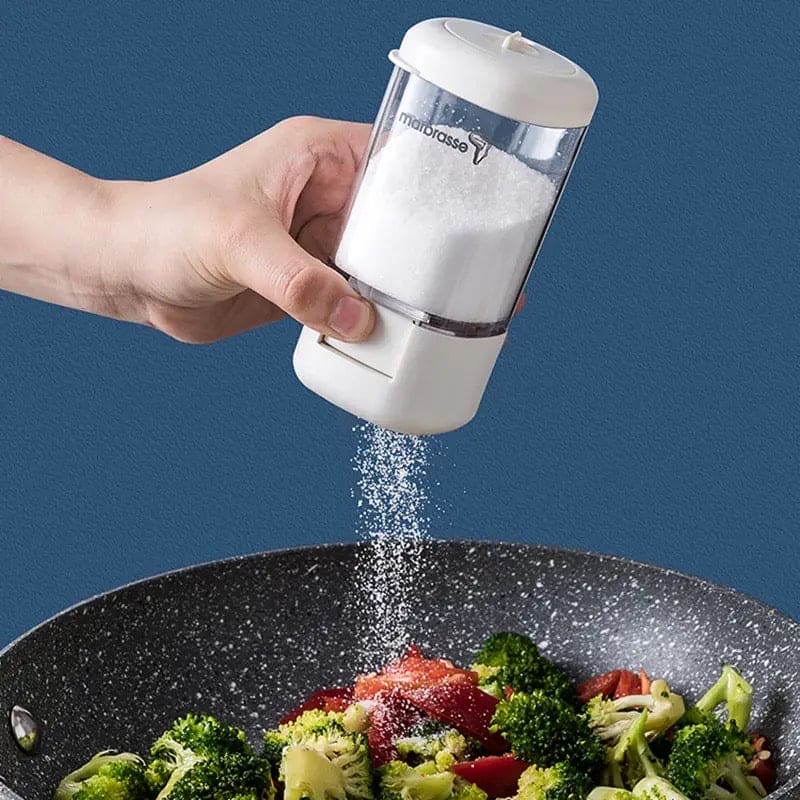 Press Type Spice Shaker, Measuring Seasoning Box, Press-Type Quantitative Salt Shaker, Household Metering Press Salt Sprinkling Tank