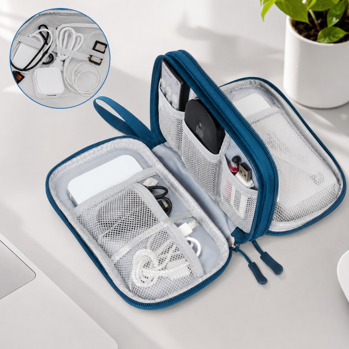 Double Layer Travel Cable Organizer Pouch, Waterproof Electronic Organizer Bag, Electronic Accessories Storage Bag