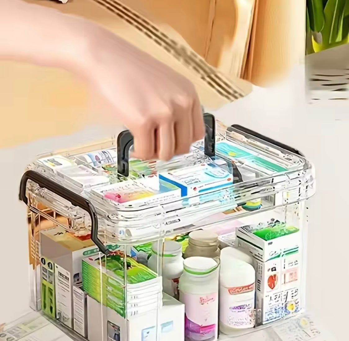 Double Layer Transparent Medicine Box, Household Medicine Box, Large C ...