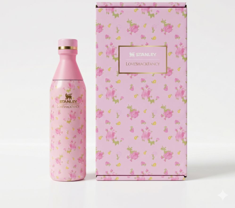 Floral Insulated Water Bottle, Elegant Floral Travel Mug, Stainless Steel Floral Bottle, Petal Print Thermal Bottle