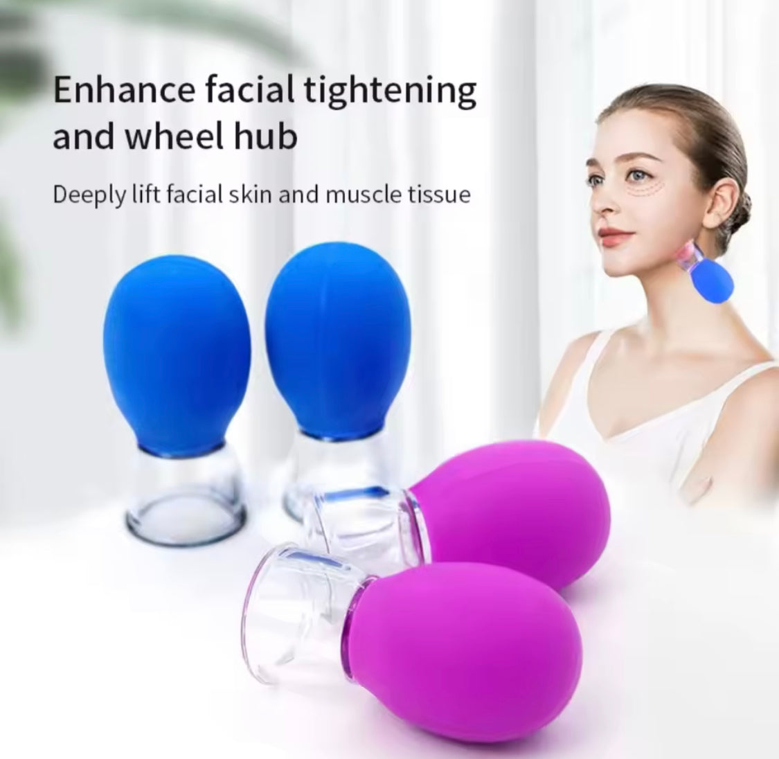 Facial Cupping Vacuum Machine, Facial Lifting Beauty Therapy Tool, Silicone Cupping Cups for Muscle Relaxation