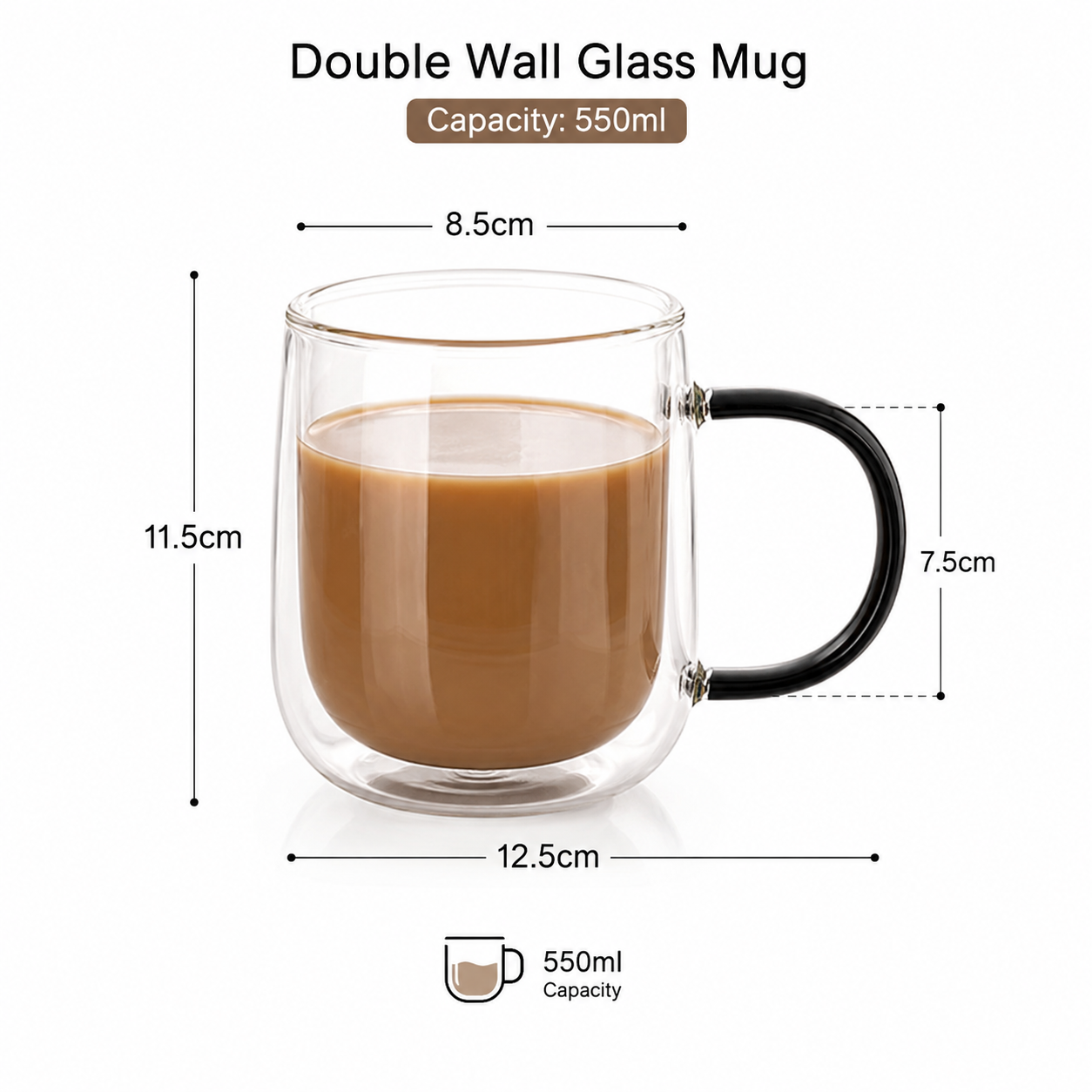 4pcs Elegant Colorful Handle Coffee Mug Set, Transparent Glass Mugs, Double Wall Clear Glass Drinkware Set