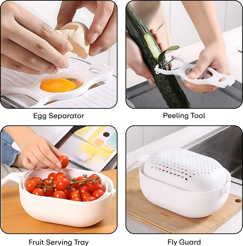 Multifunctional Vegetable Slicer with Drain Basket, Manual Hand Food Chopper, Vegetable Slicer With Storage Container, Kitchen Gadgets