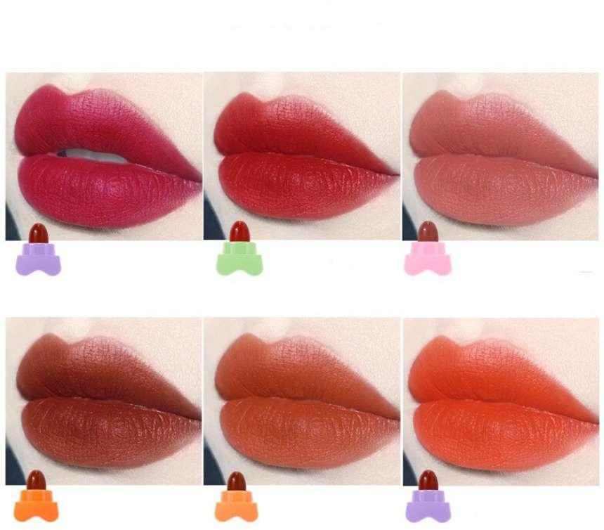 Set of 6 Mini Star Lipsticks, Velvet Matte Lipstick Long Lasting, Waterproof Makeup Mineral Pigment Portable