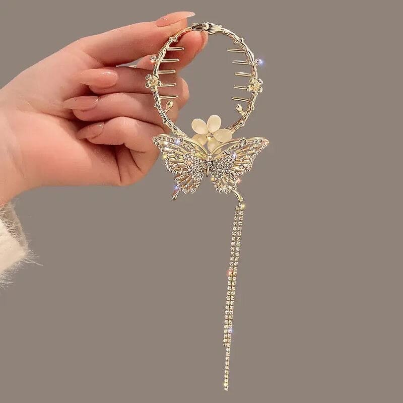 Butterfly Hair Claw, Luxury Orchid Hair Clip, Flower Ponytail Pearl Hairpin, Women Rhinestones Tassel Hair Clip, Ponytail Buckle Pearl Hairpin, Girl Barrette Hairclip, Women Hair Styling Accessories