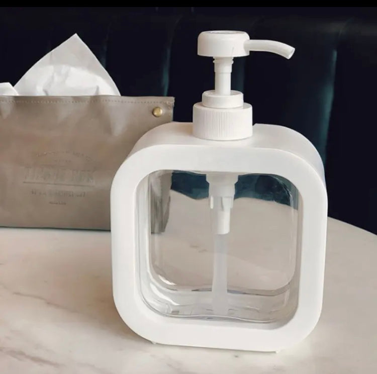Hand Pump Soap Dispenser, Home Refillable Bottle Liquid Container, Transparent Square Soap Dispenser