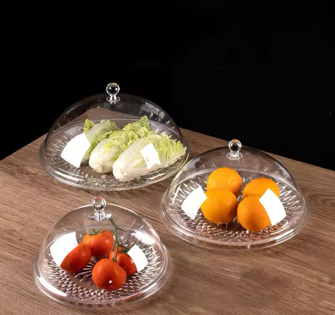 Acrylic Round Circle Candy Dish With Lid, Transparent Dried Fruit Box, Serving Fruit Tray With Glass Acrylic Lid, Cake And Cookies Plate With Transparent Lid