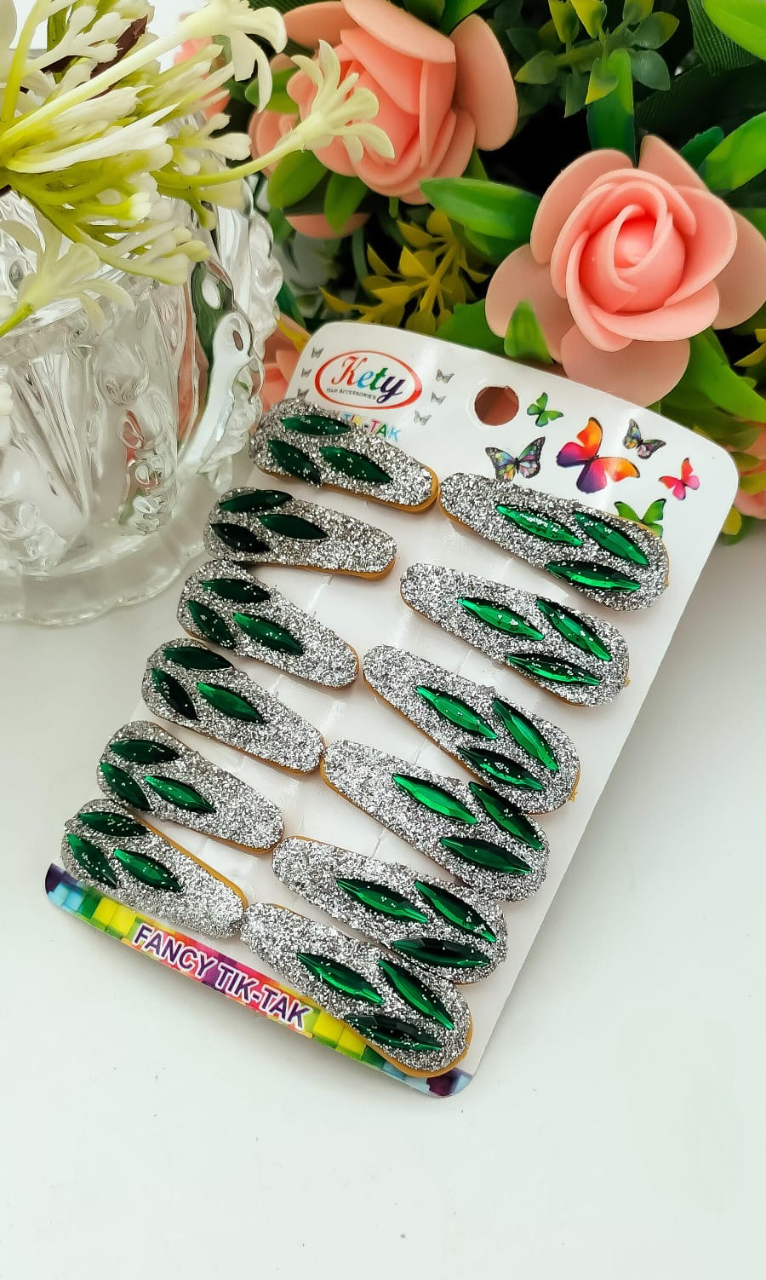 Fancy Glitter Hair Pins, 14th August Kids Glitter Tic Tic Pin, Festive Glitter Hair Clips