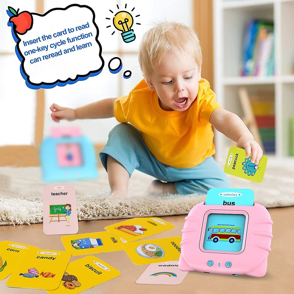 Talking Flash Card Reader, Set Of 12  Early Educated Card Machine, Pocket Vocabulary Educational Game, Educational Learning Talking Flash Cards, Kids English Language Electronic Audio Book, Toddlers Words Reading Helper