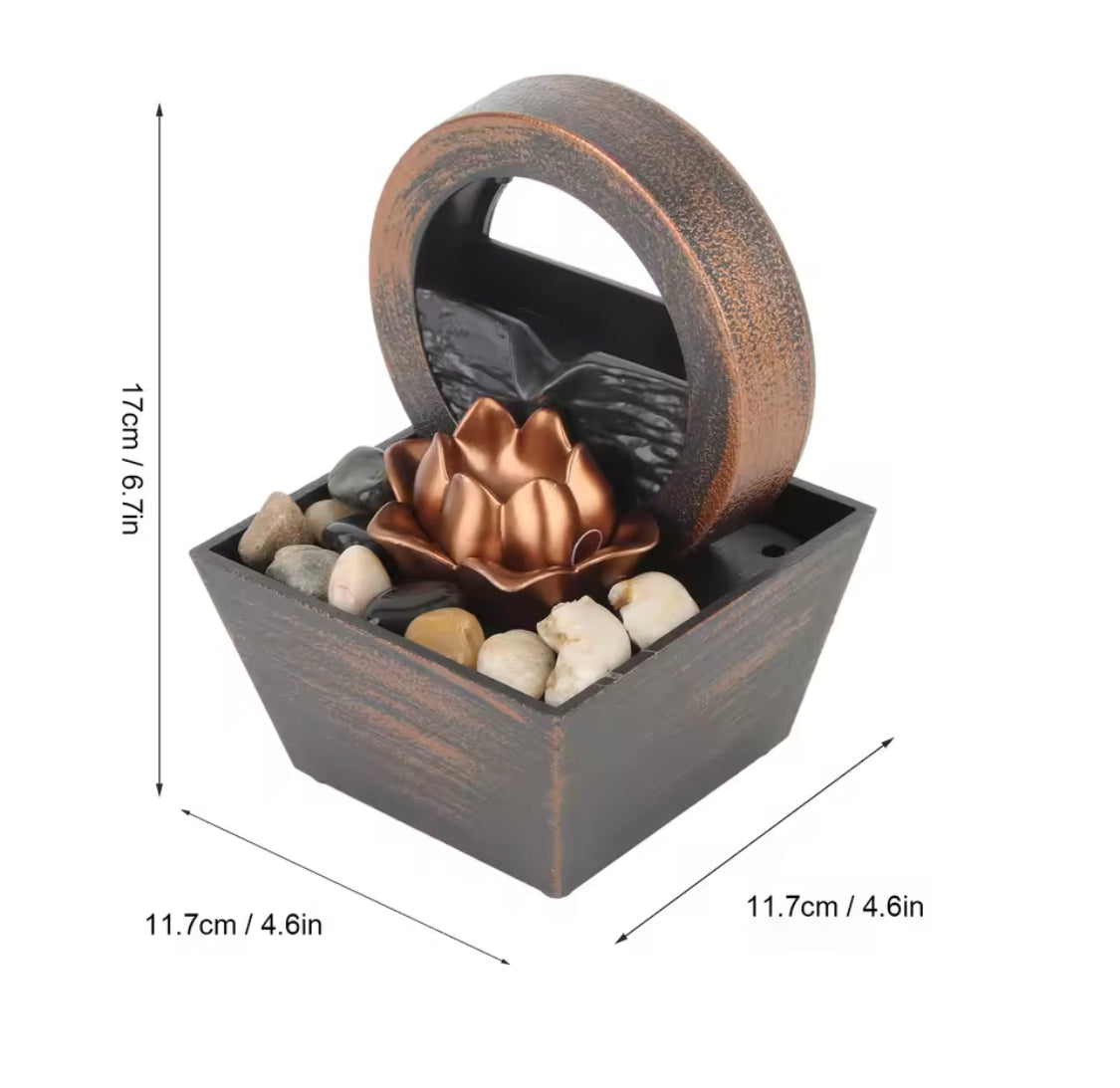 Mini Tabletop Fountain with LED, Decorative Indoor Desktop Waterfall Fountain