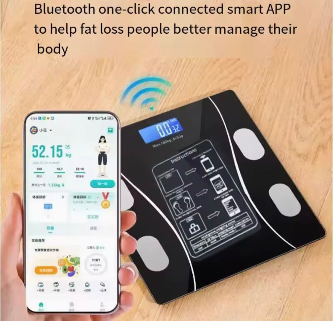 USB Charging Body Fat Scale With Bluetooth App, Smart Wireless Digital Weight Scale, Body Composition Analyzer Testing Scale