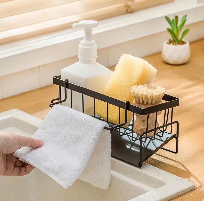 Kitchen Faucet Sponge Holder, Kitchen Sink Storage Rack, Punch Free Sink Sponge Rack, Iron Dish Sponge Holder