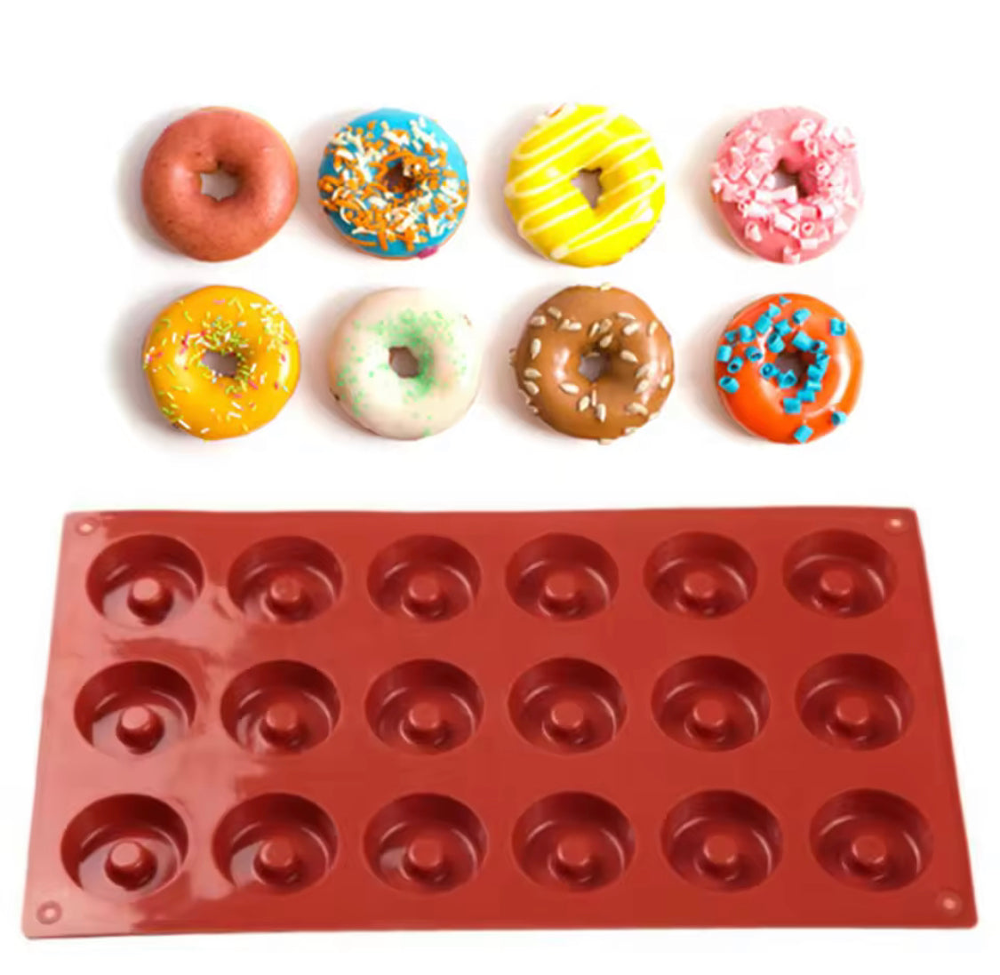 Mini Silicone Donut Chocolate Molds, 18 Grids 3D Silicone Donuts Molds, Pastry Decorating Molds