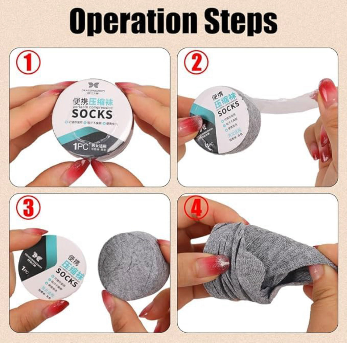 Disposable Travel Cottons Socks, Portable Compression Breathable Cotton Socks, Compressed Socks for Travel