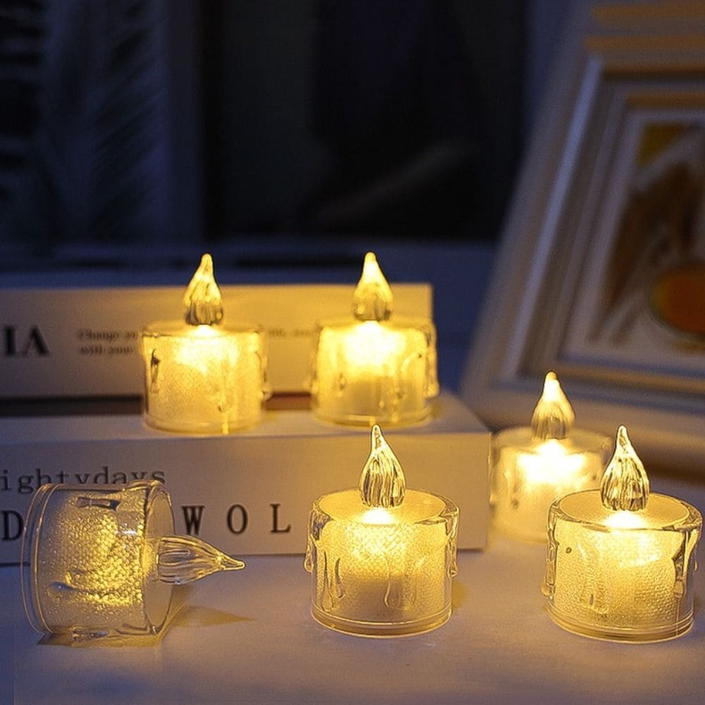 Acrylic Led Candle, Led Flameless Tea Light, Transparent Crystal Pillar Candle, Smokeless Wax Melting Candle, Candle Shape Electronic Lamp, ome Decor Candle Lamp, Simulation Candle Led Small Night Lamp