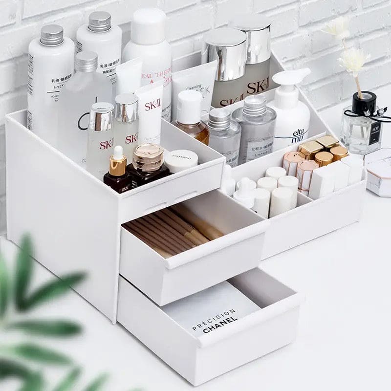 Dressing Table Makeup Box, Desktop Cosmetic Storage Box With Drawer, Makeup Sundries Storage Organizer, Cabinet Sorting Box, Jewelry Nail Polish Makeup Drawer Container, Multifunctional Divisions Desk Organizer, Drawer Head Ornament Sorting Make Up Box