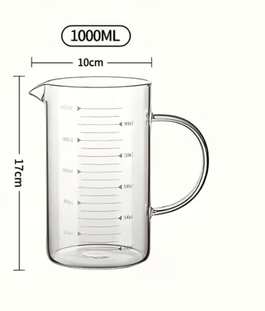 Glass Measuring Cup With Lid, Heat Resistant Measuring Cup With Handle, Laboratory Beaker Measuring Mug