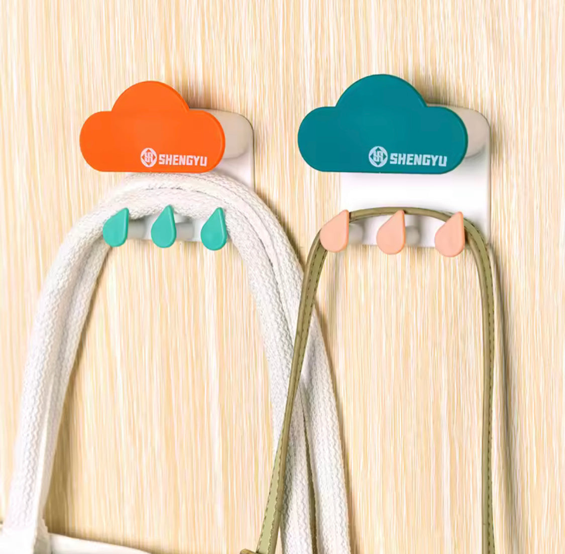 Cloud Water Drop Hook, Cloud Shaped Key Holder, Traceless Adhesive Hook