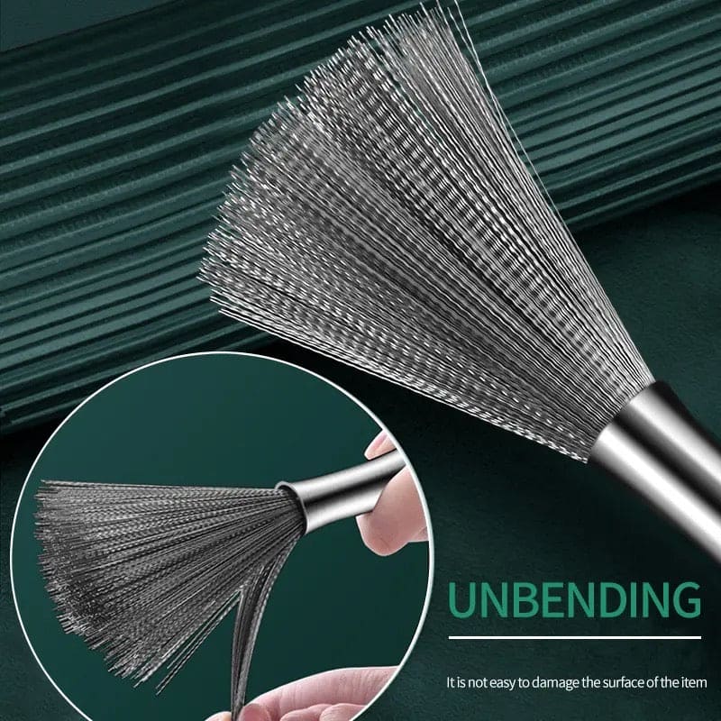 Stainless Steel Pot Brush, Long Handle Cleaning Brush, Nano Advanced Steel Wire Brush, Kitchen Cleaning Nonstick Pot Brush, Steel Spring Wire Cleaning Brush