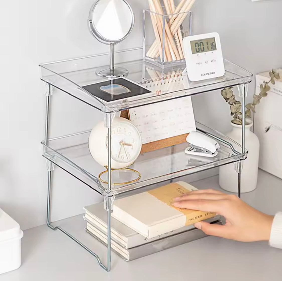 Transparent Desktop Organizer Kitchen Shelf, Acrylic Makeup Rack, Acrylic Organizer For Spice Jars and Cups, Multifunctional Storage Rack Home Organizer