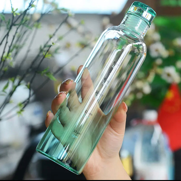 Large Capacity Glass Bottle, Glass Bottle With Time Marker,  Leakproof Drop-Resistant Water Bottle