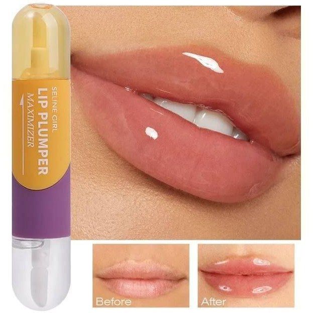 2 In 1 Moisturizing Lip Plumper Gloss, Instant Plumping Lip Oil, Brighten Lip Care Oil