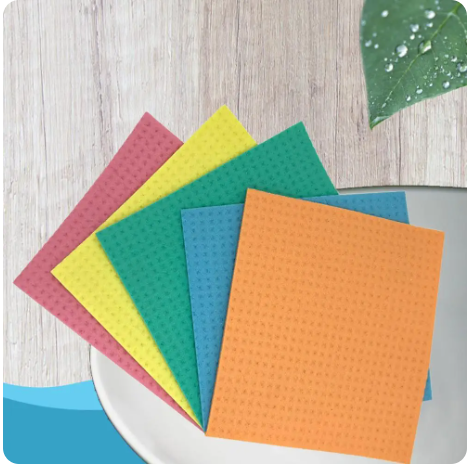 Set Of 5 Cotton Cleaning Sponge, Reusable Kitchen Cleaning Cloth, Microfibre Washable Cleaning Cloth