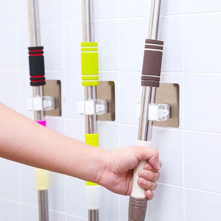 Brush Broom Hanger Hook, Super Anti Slip Utility Hooks, Home Storage Rack, Bathroom Suction Hanging Pipe Hooks, Wall Mounted Mop Organizer Holder, Multipurpose Wall Hook