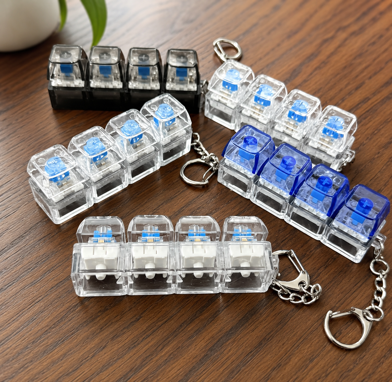 Keyboard LED Fidget Keychain, Mini RGB Fidget Switch Keychain, Mini Mechanical Key Switch Toy, Pocket Stress Relief Clicker