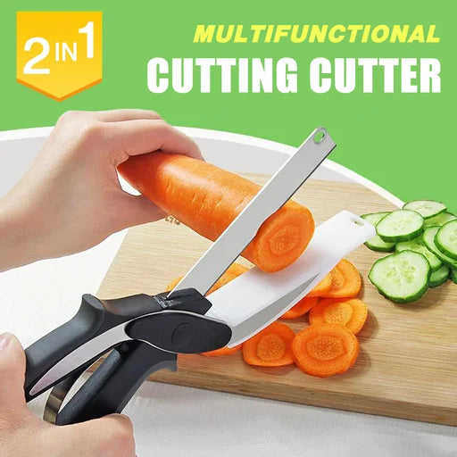 Kitchen Clever Cutter, 2 in 1 Utility Scissor, Pro Hand Held Knife Cho ...