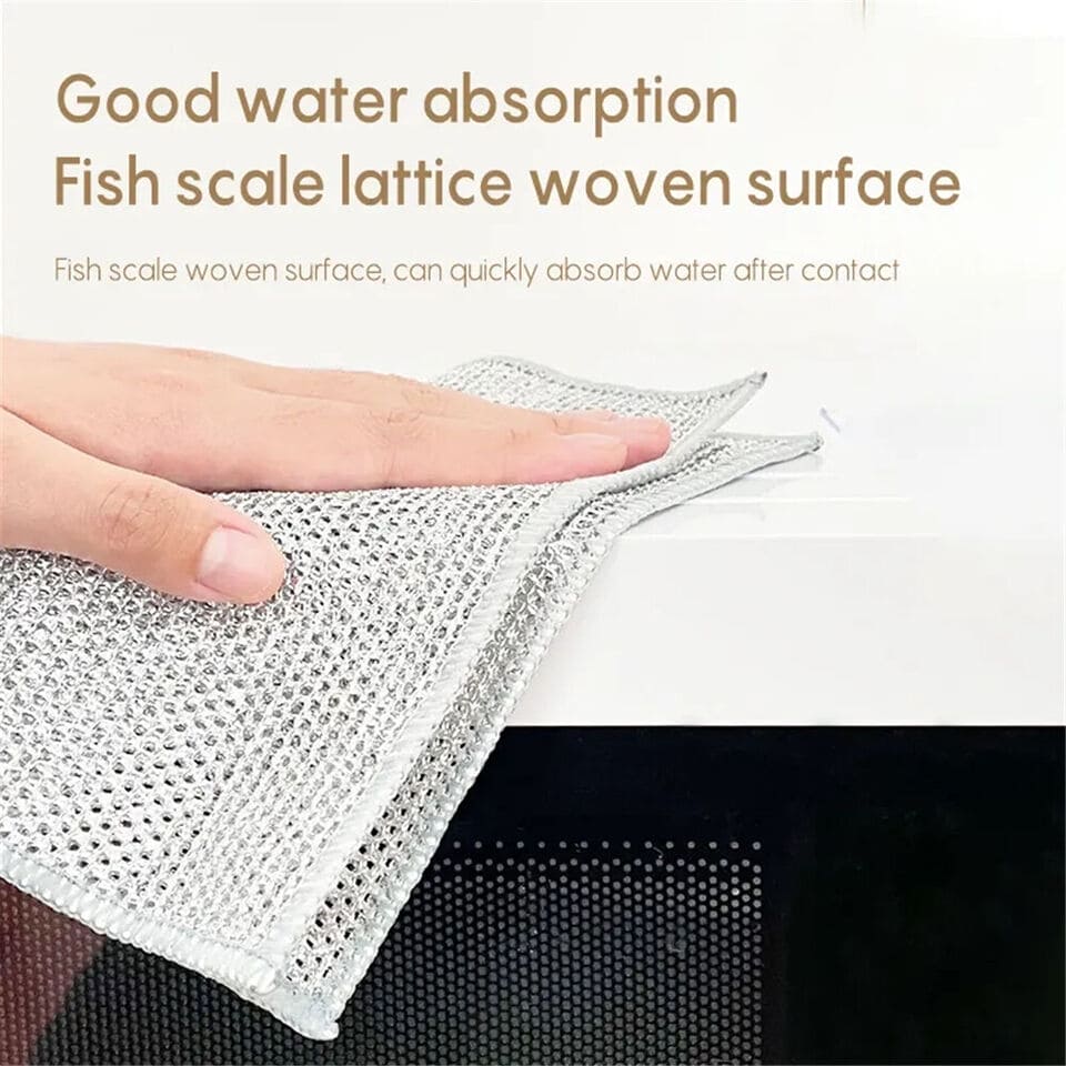 Steel Wire Dishwashing Cloth, Rust Removal Scouring Pad, Double Side Steel Wire Washing Brush, Multipurpose Steel Wool Rag, Reusable Steel Wool Dishcloth, Silver Wire Wipes Dish Towel, Non Scratch Wire Dishcloth