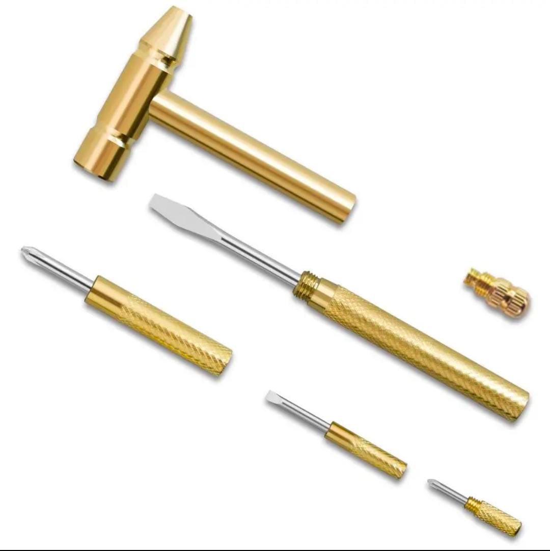 6-In-1 Mini Craft Hammer Screwdriver Set, Detachable Micro Screwdriver, Multifunction Multi Brass Hammer