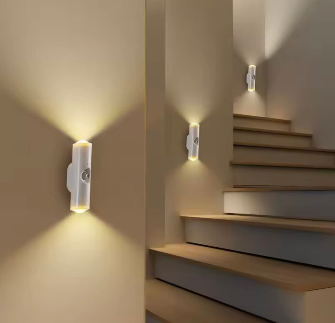 Double Head Motion Sensor RGB Ambient Light, Rechargeable Magnetic Wall Lamp, Sunset LED Night Lights, Smart Motion Sensor Night Light