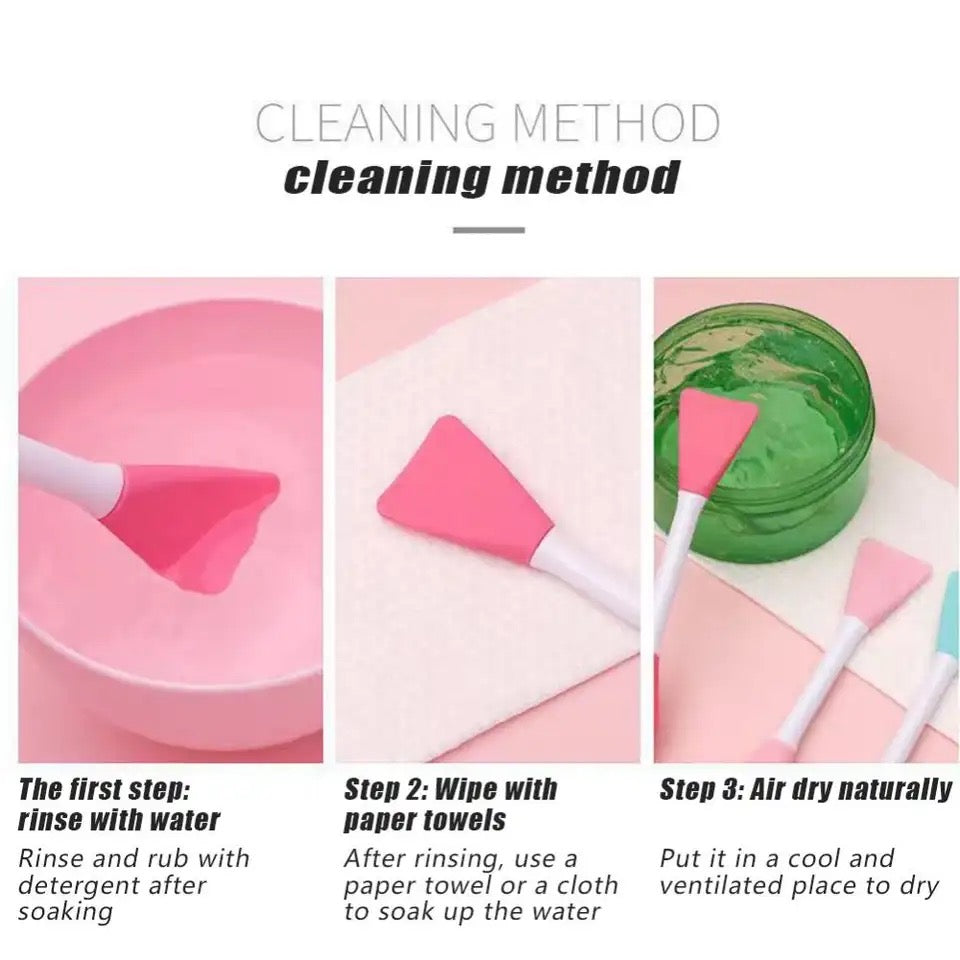 Bear Double Head Face Brush, Silicone Mud Film Facial Brush, Multifunctional Long Handle Silicone Applicator Women, Face Mask Cream Sticks Brush, Facial Mask Applicator, Makeup Removal Scrubber,  Portable Salon Spa Facial Cleansing Brush