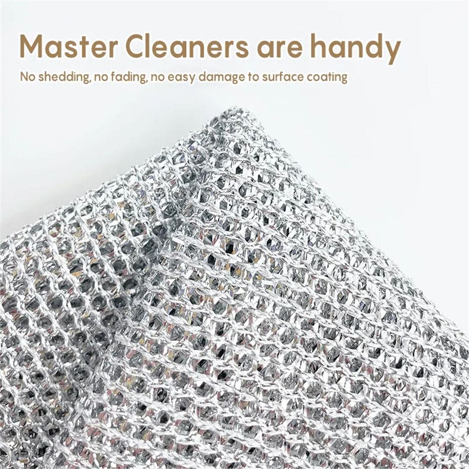 Steel Wire Dishwashing Cloth, Rust Removal Scouring Pad, Double Side Steel Wire Washing Brush, Multipurpose Steel Wool Rag, Reusable Steel Wool Dishcloth, Silver Wire Wipes Dish Towel, Non Scratch Wire Dishcloth