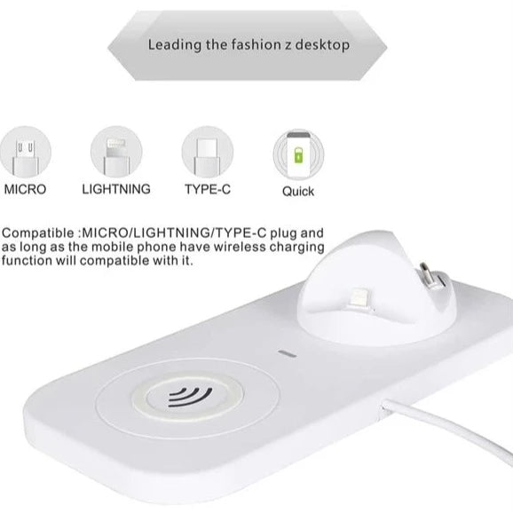 4 In 1 Wireless Charger, Portable Wireless Charging Station, Universal Charging Dock Station, Multi Jack Wireless Charger Stand, Wireless Charger For IPhone Android Airpods Smart Watch, Mobile Accessories Gadget