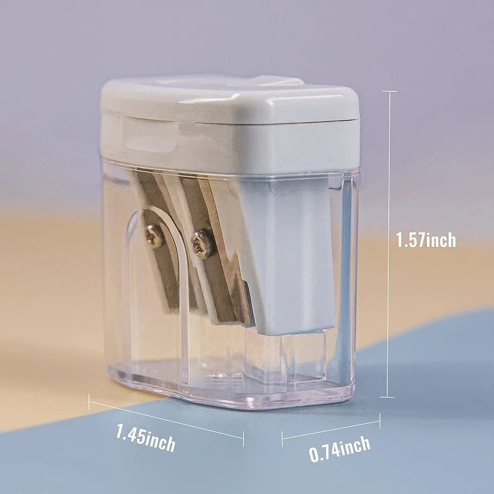 Double Hole Pencil Sharpener, Transparent Standard Pencil Cutting Machine, Manual Pencil Sharpener with Container, Colorful Compact Dual Holes Pencil Sharpener, Handheld Pencil Sharpeners for School Office Supply