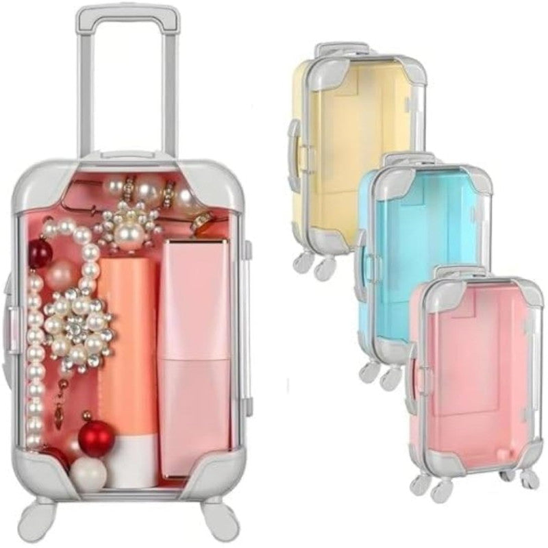 Mini Suitcase Trolley Storage Organizer Case, Tiny Suitcase Trolley Storage Case, Makeup Carrying Toiletry Suitcase Box