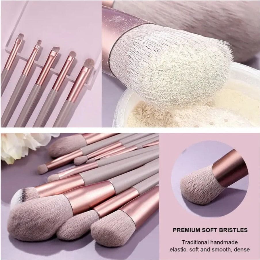 Set of 13 Spring Makeup Brush, Soft Fluffy Professional Kabuki Blend Shadow Makeup Brush, Foundation Blush Powder Eyeshadow Concealer Tools with Bag, Cosmetic Brush Pouch, Festival Beauty Cosmetic Tool, Premium Makeup Brush Set