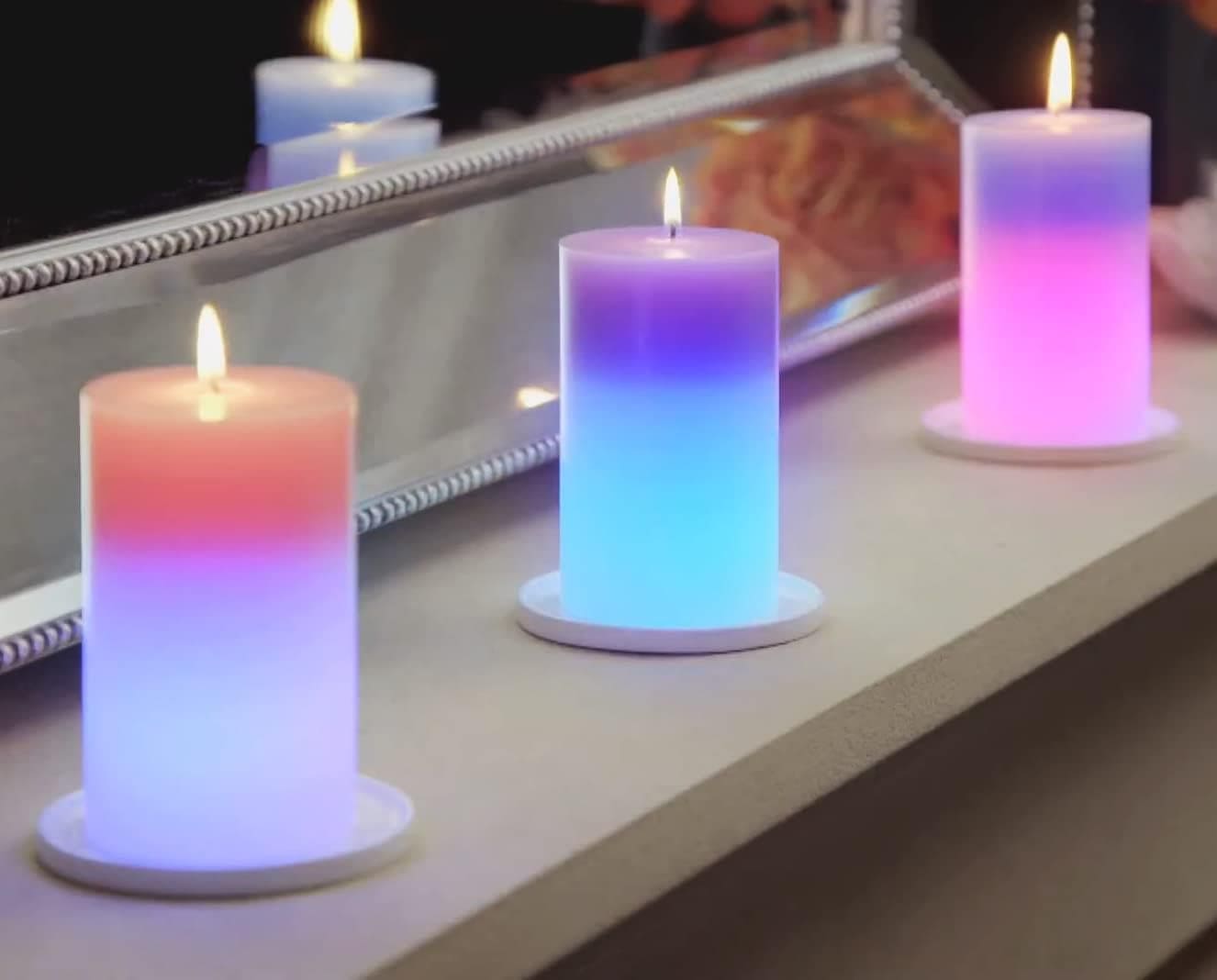 Magic Wax Led Candle, Mood Magic Color Changing Candle, Round Pillar Wax Color Changing Candles, Colorful Light Home Bedroom Camping Candle, Romantic Real Flickering Holiday Candle, LED Real Wax Wick Pillar Candle For Bedroom Bathroom Home Decoration