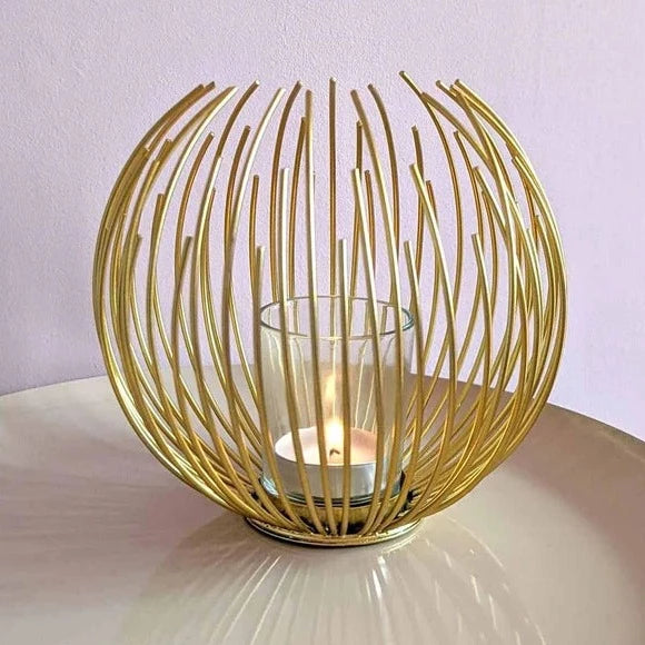 Geometric Metal Candle Holder, Gold Lantern Metal Candlestick, Nordic Home Decor Wrought Iron Candle Holder, Metal Crafts Modern Desktop Candle ...