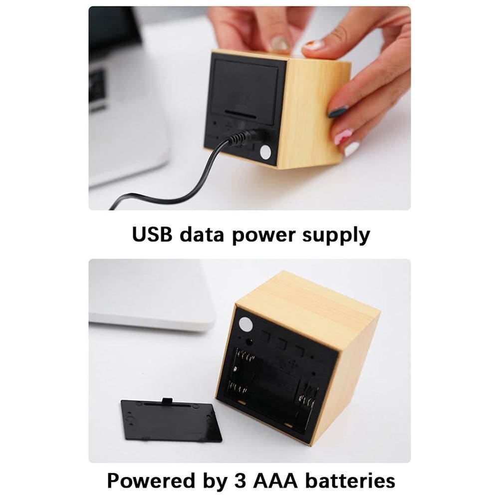 Wooden Led Smart Alarm Clock, Cube Digital Alarm Clock, Mini Digital Cube Alarm Clock, Modern Square Design Wood Grain Clock, Cube Clock For Bedrooms, Kids, Living Room, Kitchen